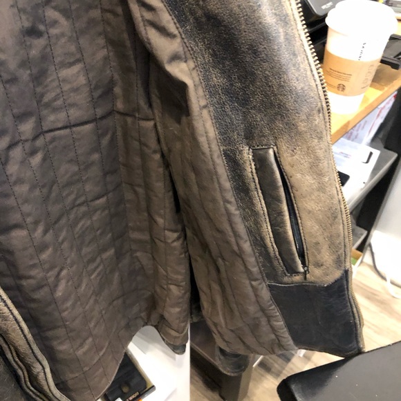 Levi’s leather cafe racer large brown vintage 90’s - Picture 6 of 8